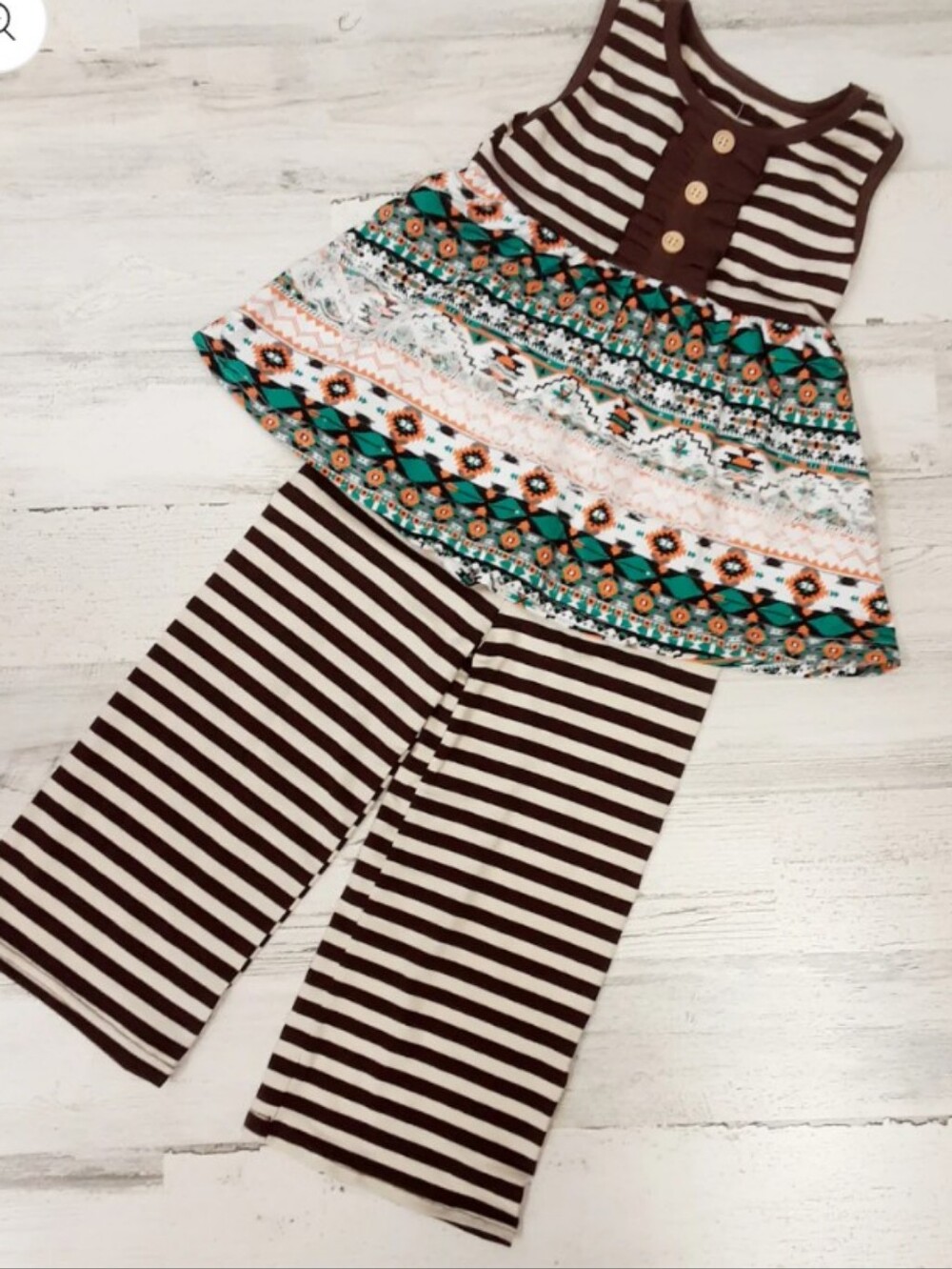 Kiss of Love Brown & Cream Striped Toddler Top